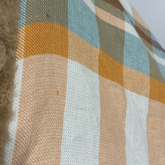 Boho Shawl Wrap Cape By Anthropologie Plaid Fun Fur Soft Warm Cozy peasant OS - Picture 16 of 16